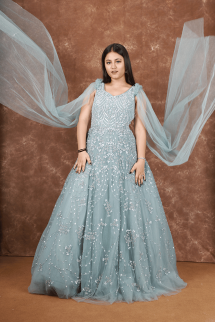 Light Blue Designer Ball Gown