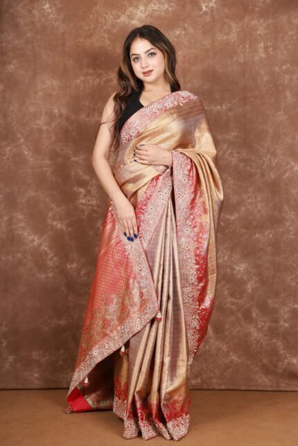 Traditional Golden Kanjivaram Saree