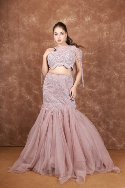 Fish Cut Dress with Cape