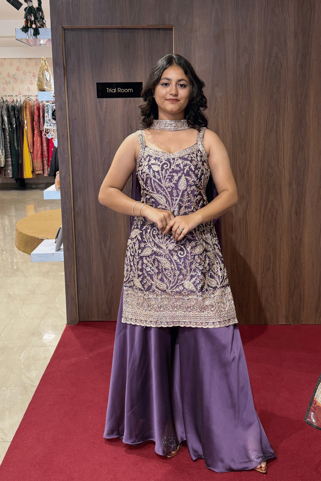 Purple Short kurti plazo with butterfly Dupatta – Olive Store