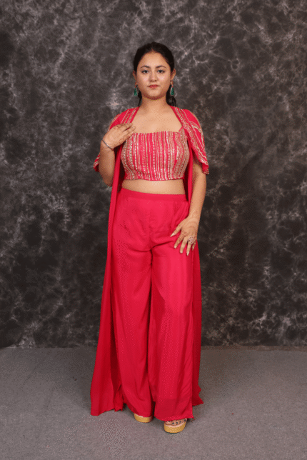 Designer Crop Top plazo with cape