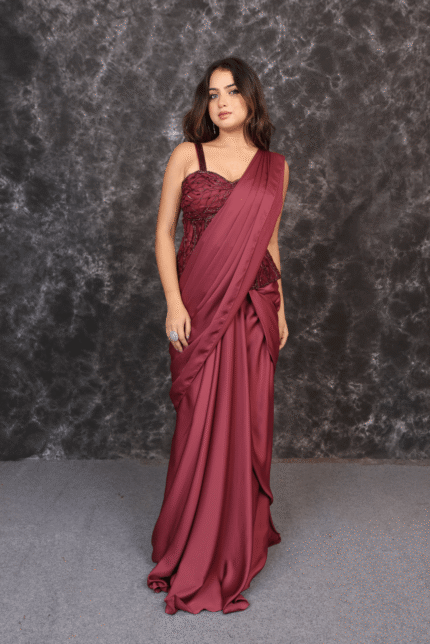 Onion Pink Corset Drape Dress