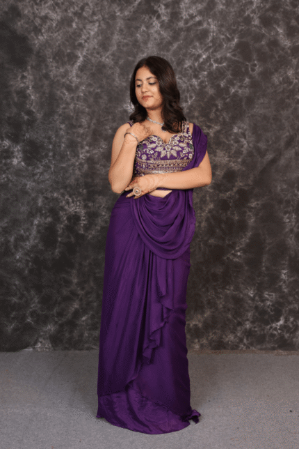 Purple Corset Drape Dress