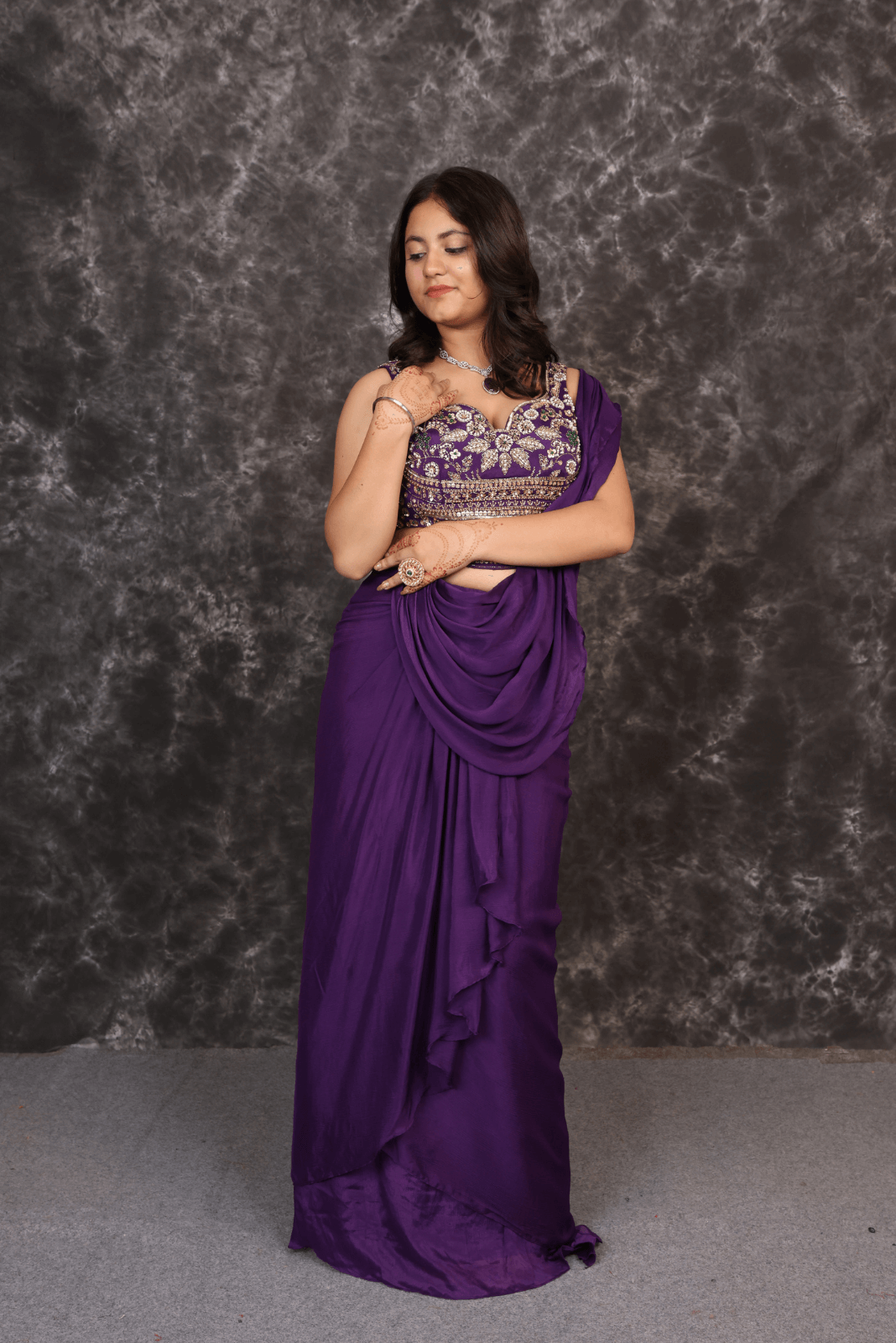 Purple Corset Drape Dress 1