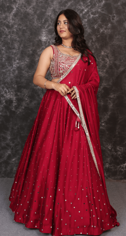 Silk Embroidered Lehenga Set