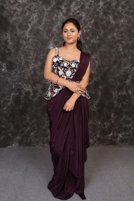 Wine Corset Drape Dress