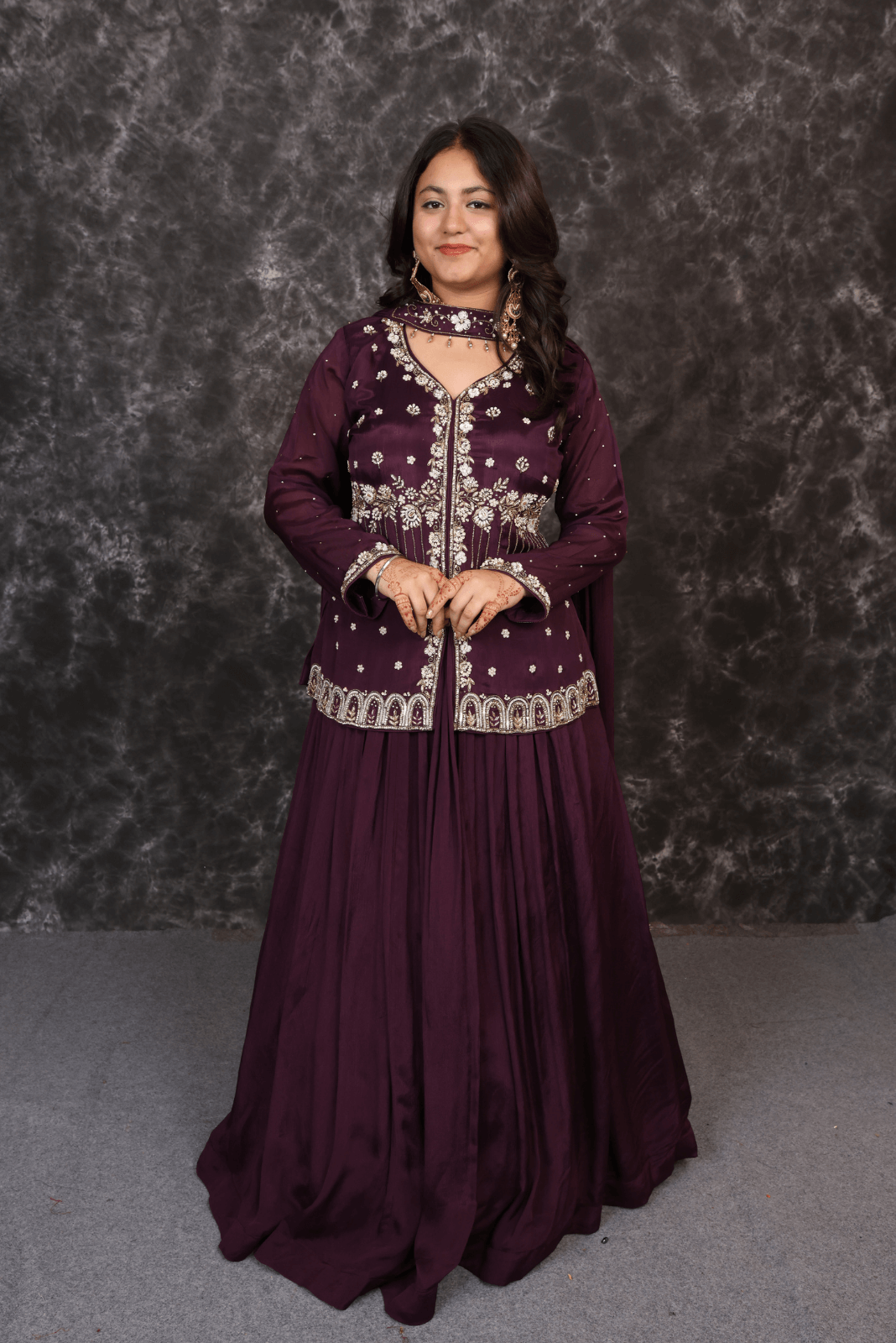 front slit Short Peplum & skirt with butterfly Dupatta 1