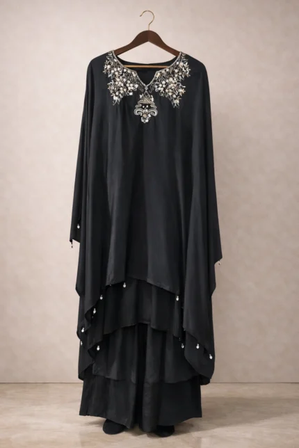 Black Kaftan with Plazo Set