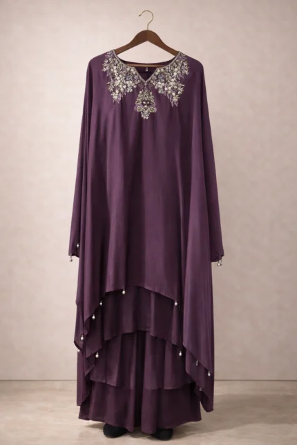 Lavender Kaftan with Plazo Set