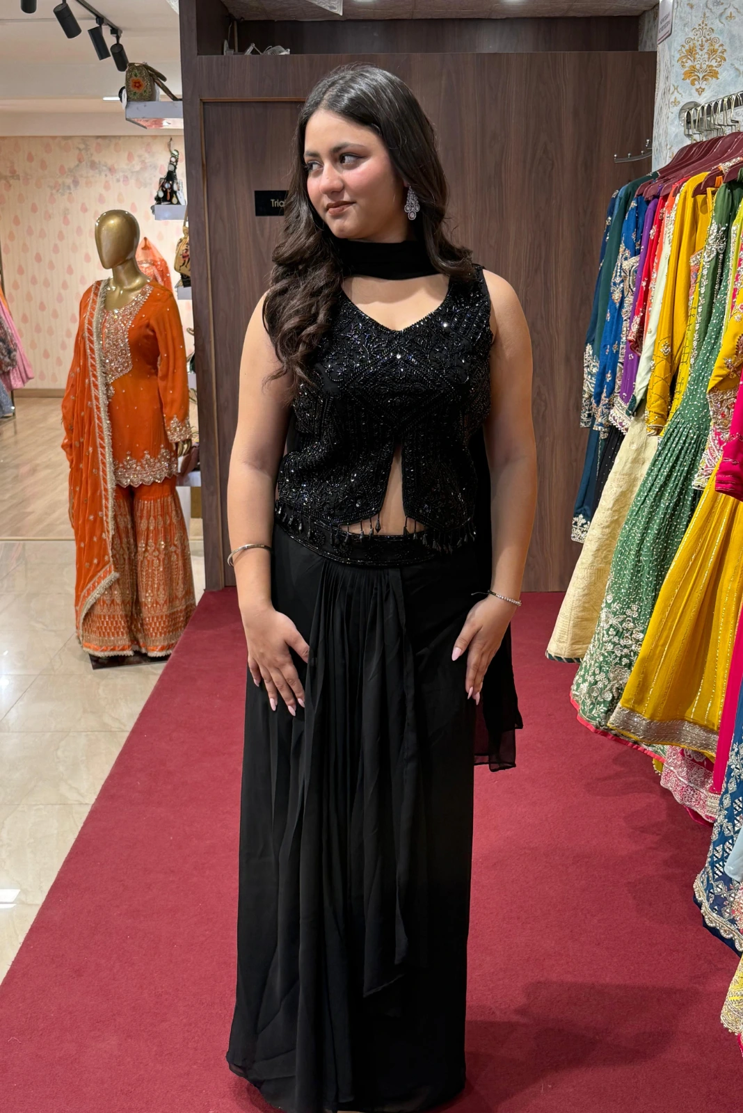 Top front ket with skirt with dupatta Dress