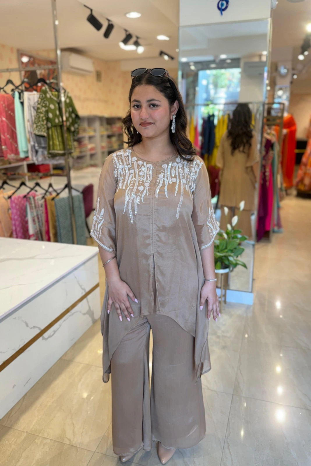 kaftan with corp top with plazo