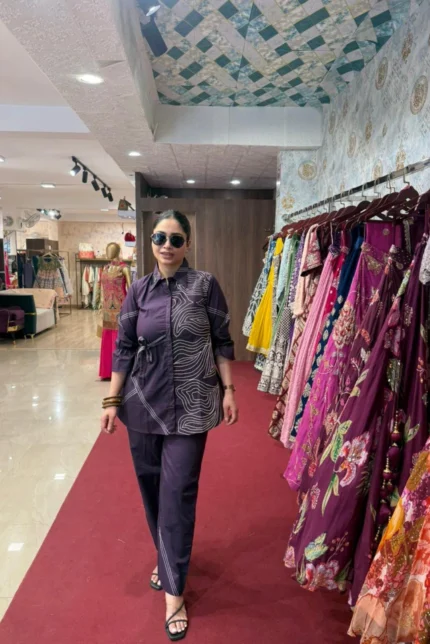 Purple Embroidery Co-ord Set with Plazo