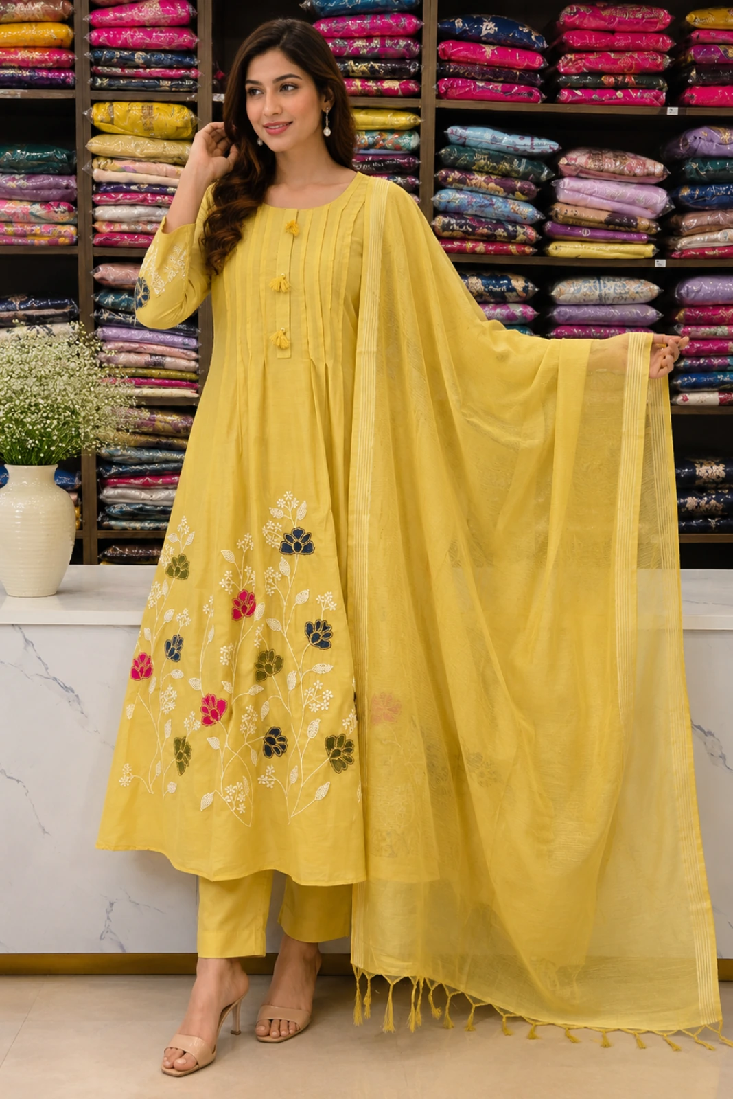 embroidery kruti Aline Pant with dupatta