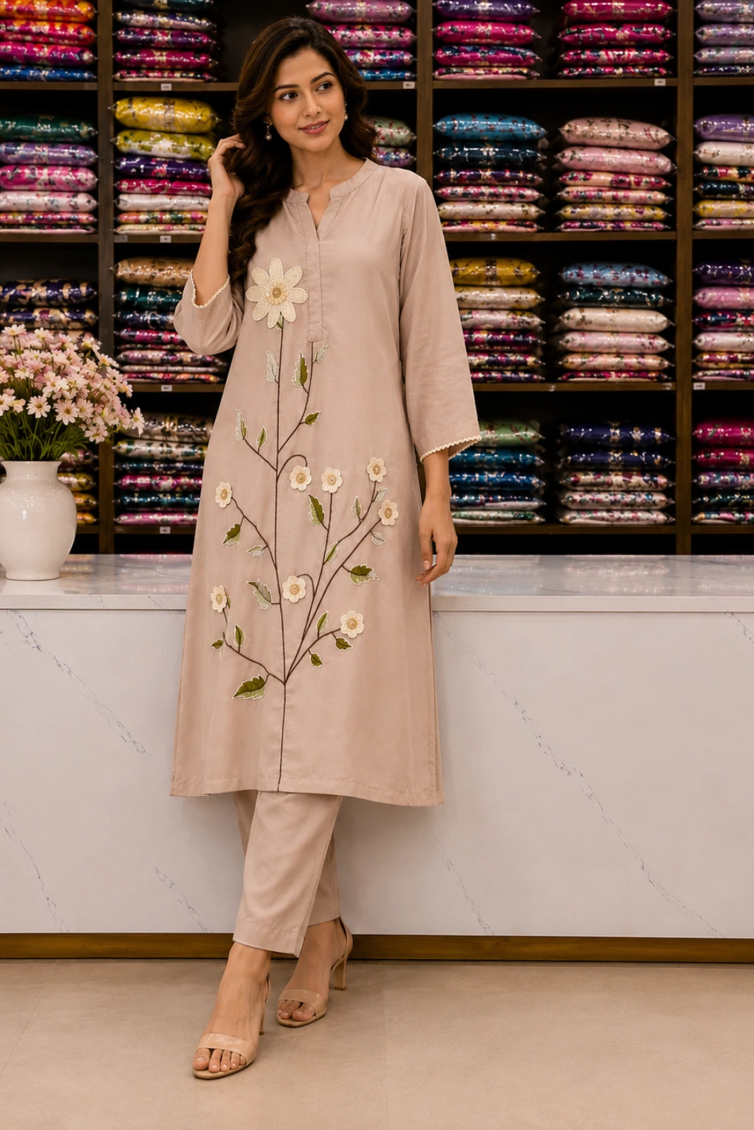 embroidery kruti with plazo