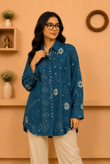 Blue Embroidered Shirt