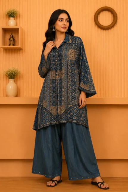 Blue Kurti with Palazzo