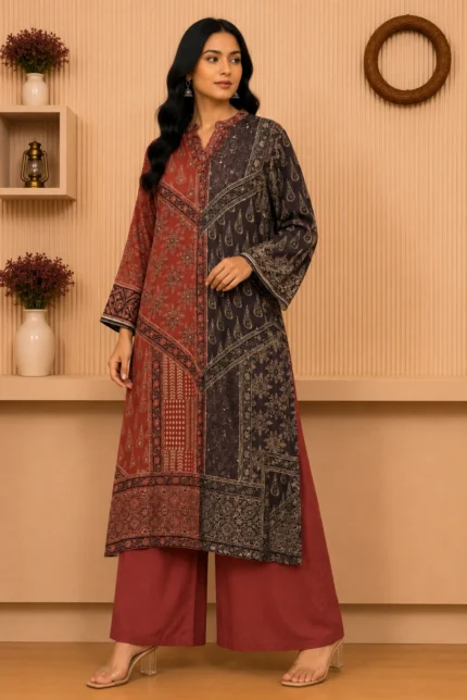 Brown & Black Kurti with Palazzo