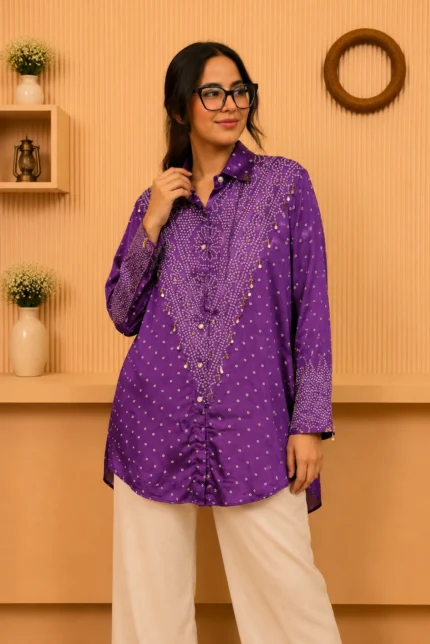 Embroidered Purple Shirt