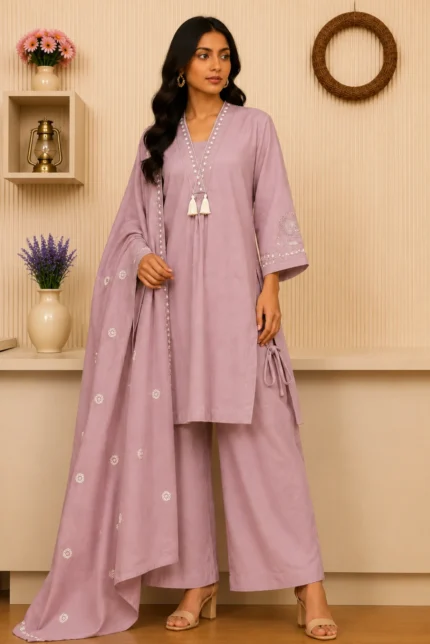 Luxury Dusty Pink Ethnic Wear Suit Set