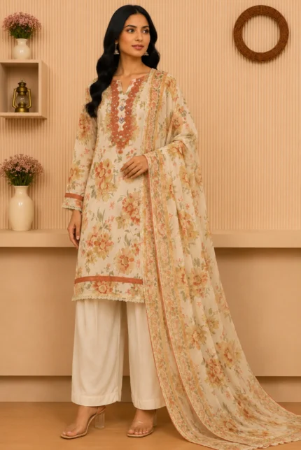 Off White Kurti with Farshi Salwar & Dupatta