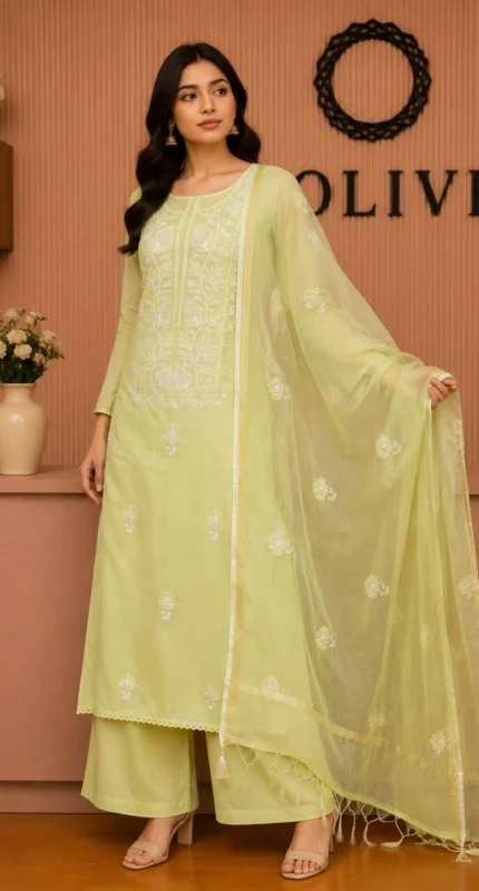 Pista Green Unstitched Suit Fabric