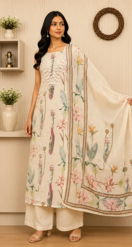Vibrant Multi-Colour Kota Doria Suit Set