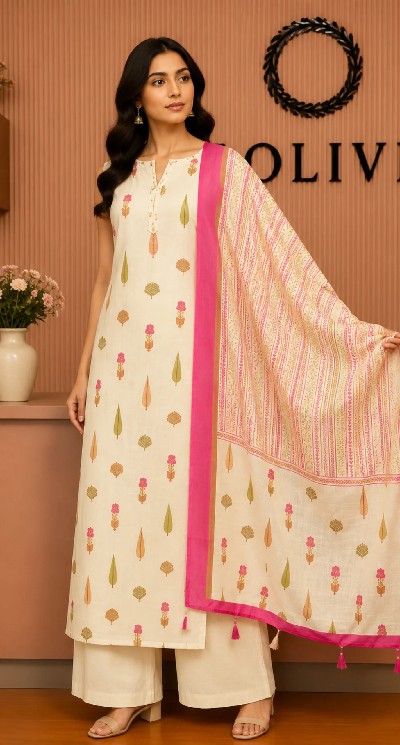 Vibrant Multi-Colour Linen Suit Set