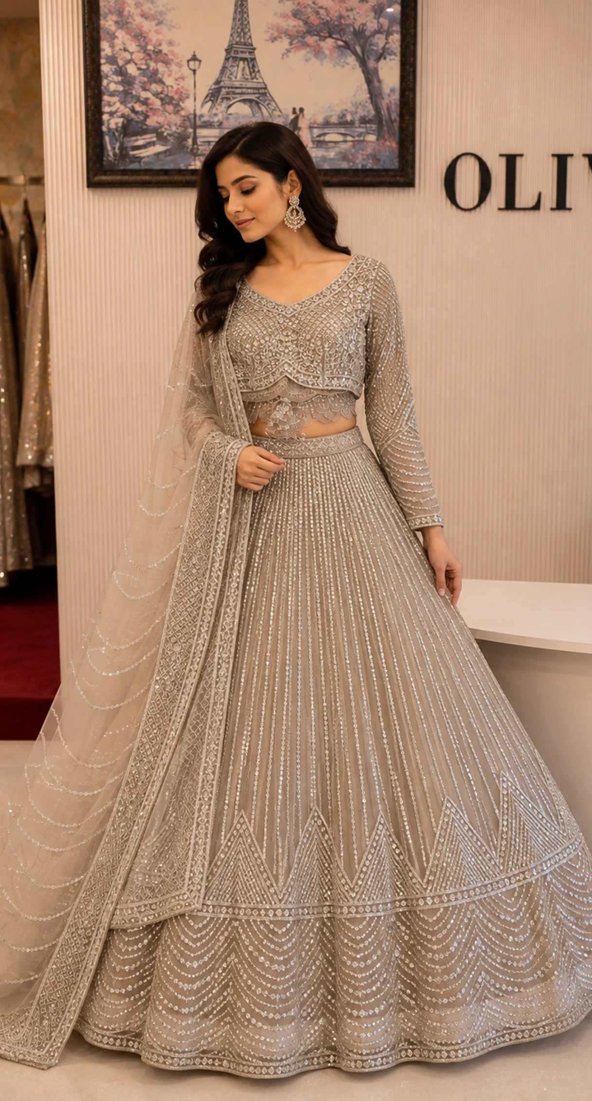 Premium Ivory Embroidered Lehenga with Dupatta2